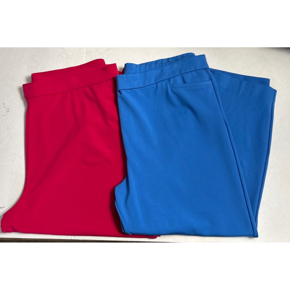 Women's Susan Graver Pull On Pants Crop Ponte Knit Sz 1X Lot Of 2 Stretch‎ EC